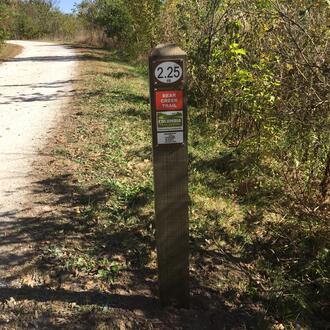 Mile marker on Columbia's Bear Creek Trail Mile marker on Columbia's Bear Creek Trail