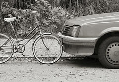 Bicycle and car