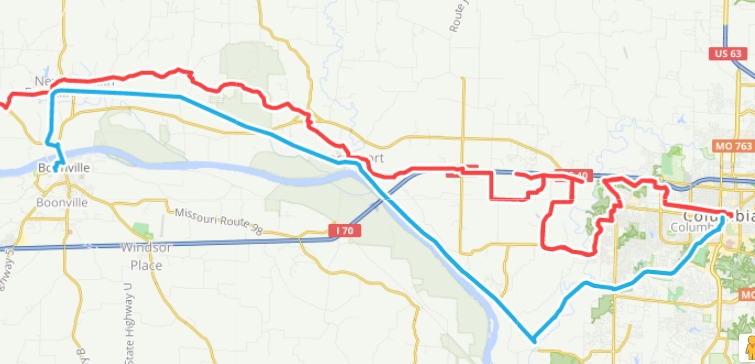 Old Boonslick Road loop route, Columbia-Rocheport-Boonville-Boons Lick