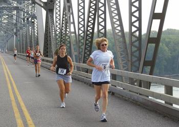The Mississippi River 5K crosses the bridge--how about opening the bridge to people who walk and run EVERY day of the week? The Mississippi River 5K crosses the bridge--how about opening the bridge to peo