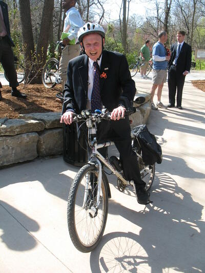 Mayor Hindman was an avid cyclist--and bicycle and trails supporter Mayor Hindman was an avid cyclist--and bicycle and trails supporter