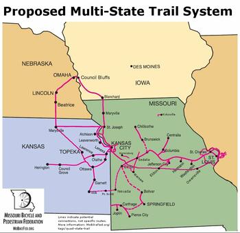 Potential Multi-State Trail System centered on Missouri