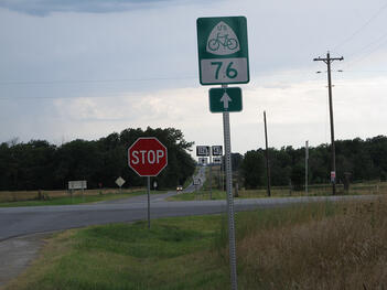 USBR 66 signage will be similar to the wayfinding signs on USBR 76/TransAmerica 