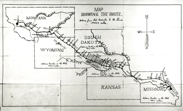 Map of the Buffalo Soldiers' route from Montana to Missouri, 1897 (National Arch
