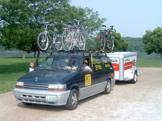 Coy drove the MoBikeFed SAG wagon for the 2005 Speaker Jetton Katy Trail Ride