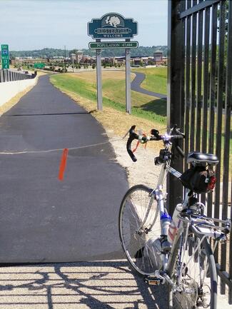 The Katy Trail-Chesterfield connector over the Missouri River was opened in 2016. The bike/ped path was added to the I-64/40 interstate highway bridge by MoDOT, who had identified the need and the priority of this river crossing. The Katy Trail-Chesterfield connector over the Missouri River was opened in 2016
