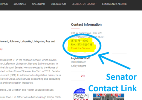 Most Senators don't publish an email address - you must use their online contact form. When you click the search results to see your Senator's home page, you will find the office phone number and an *Email the Senator* link in the upper right