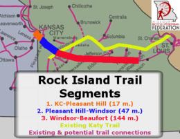 The Rock Island/Katy Connector is now open (blue). Part of the Jackson County Rock Island (orange) will open soon. But there is a gap of about 11 miles between the two. How do you bridge it? The Rock Island/Katy Connector is now open (blue). Orange opening soon!