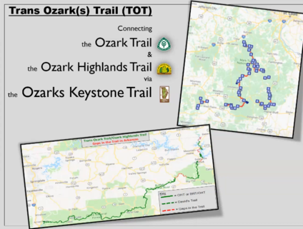 Overview of the planned 700-mile Trans Ozark Trail connecting Missouri and Arkan